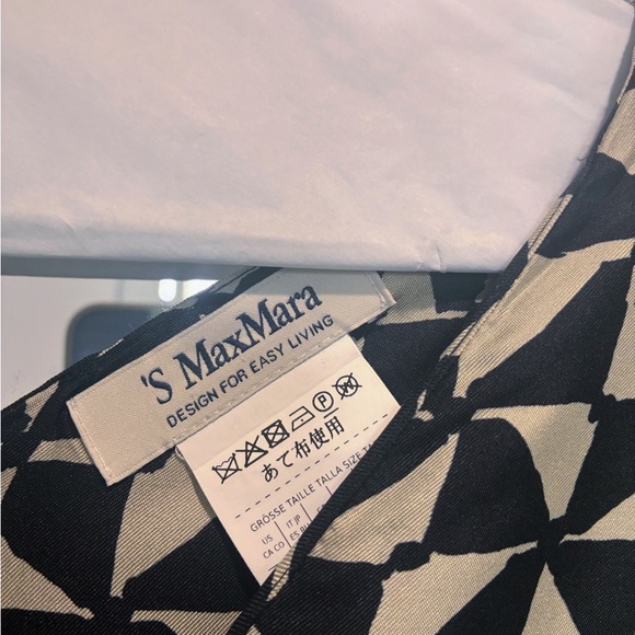 S Max Mara 100% Silk Geometric Print Midi Dress | US 10 IT 44 - Picture 2 of 8